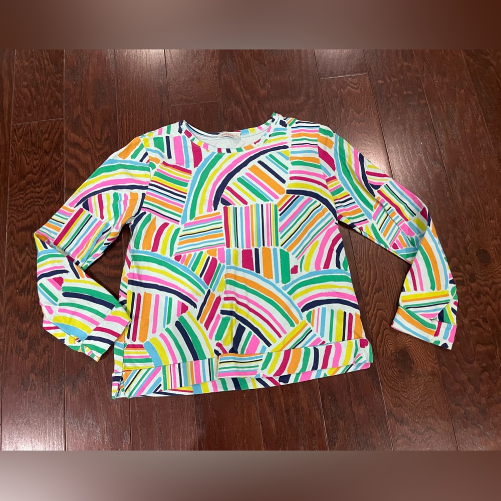 Fresh Produce Abstract Stripe Tunic Top Multicolor Stretch Artsy Women Medium - Picture 2 of 7